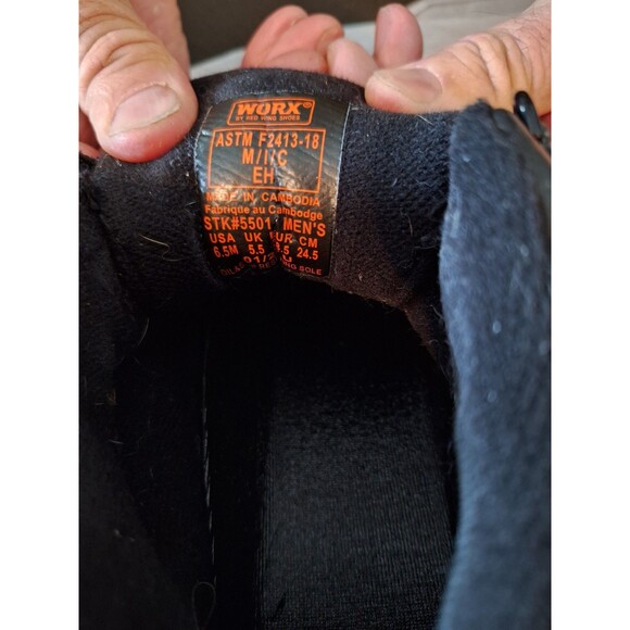 Worx Red Wing Steel Toe Boots Mens 6.5 M Black Leather ASTM F2413-18 - Picture 10 of 10